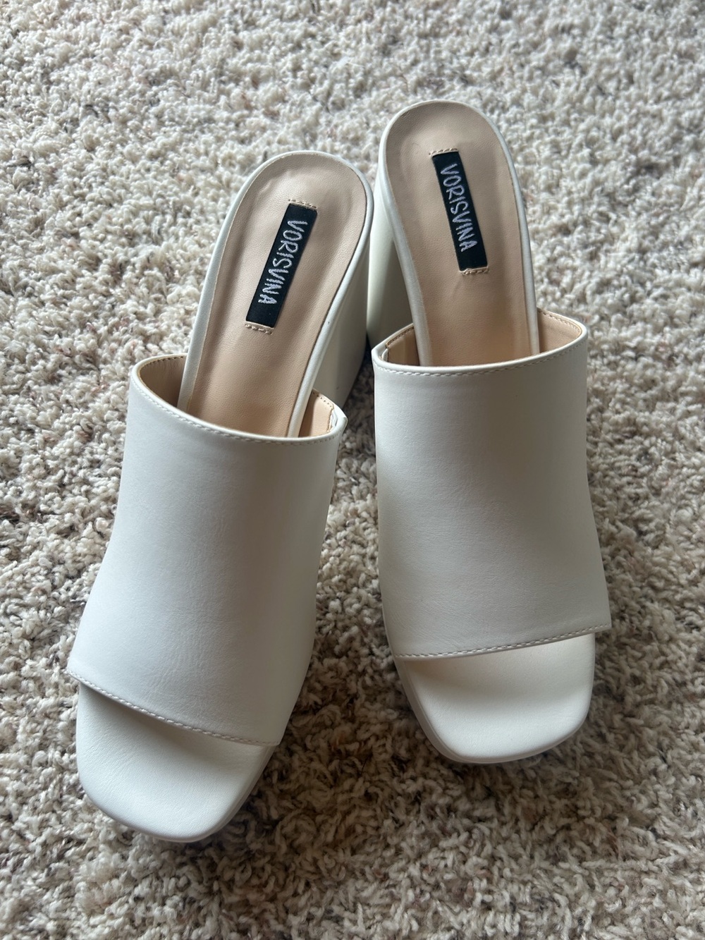 VORISVINA Wedding White Platform Heel Mule